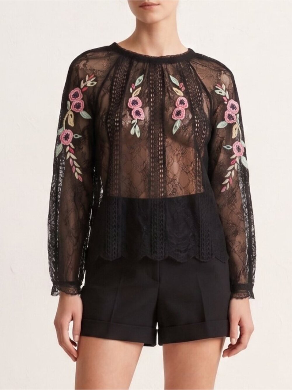 Vintage Matthew Williamson Romantic Poet Blouse Black Lace Size 8 Small